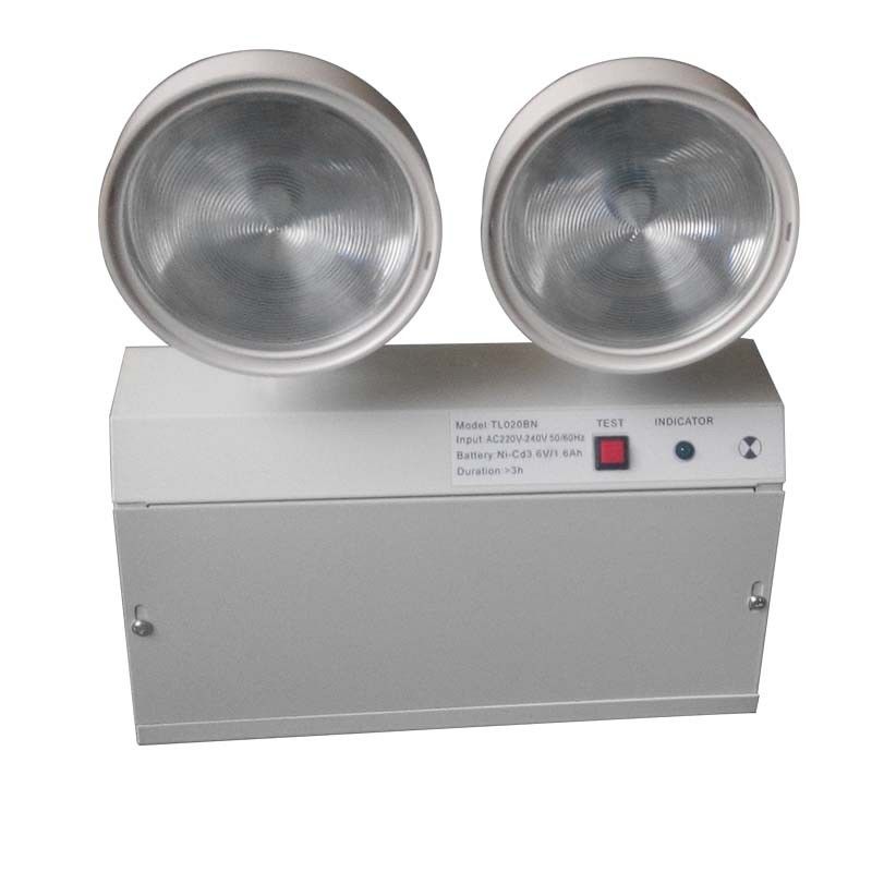 Luzes de Emergência LED Twin Spot de 2W com Caixa de Aço e Bateria Ni-Cd para Duração de 3 Horas