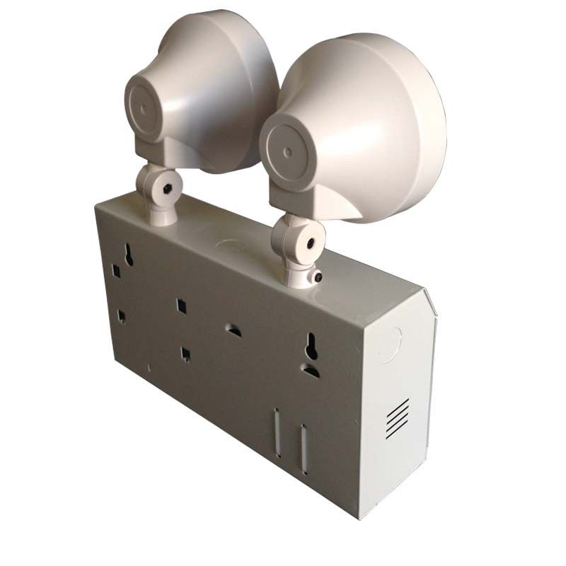 Luzes de Emergência LED Twin Spot de 2W com Caixa de Aço e Bateria Ni-Cd para Duração de 3 Horas