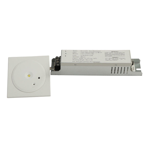 Luz de Emergência LED SMD Branca 1W Montada Embutida em Teto para Edifícios Comerciais com Autoteste IP20