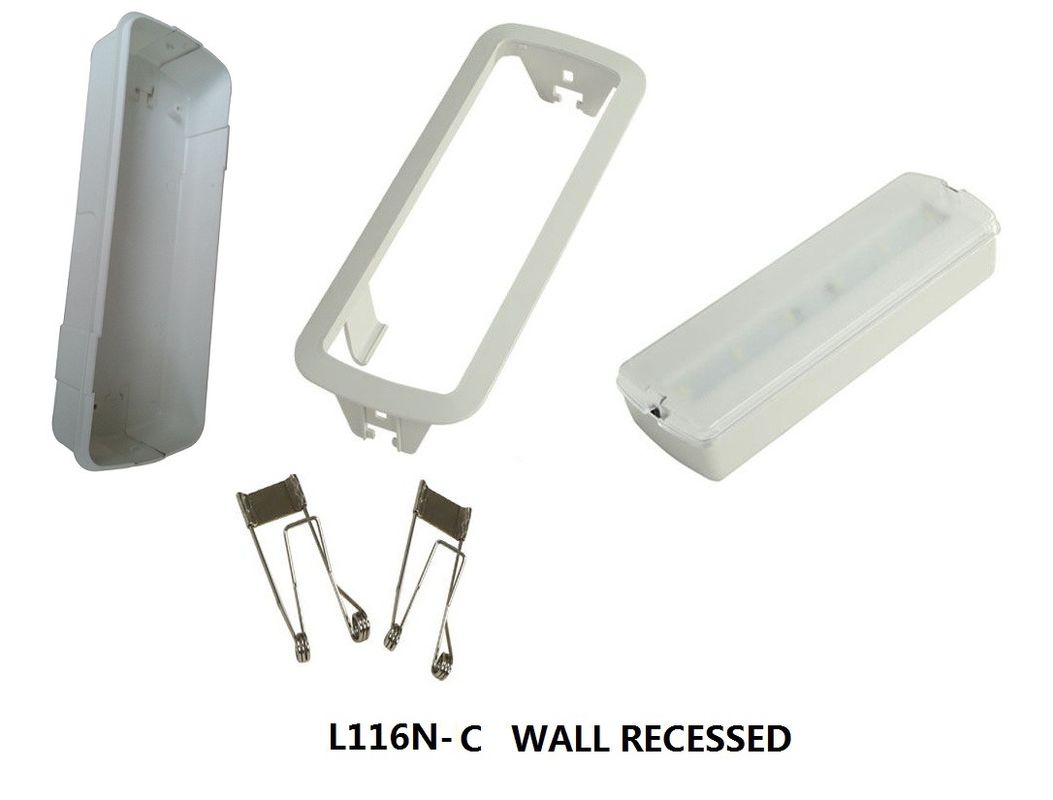Luz de Emergência LED Recarregável de Bateria Embutida na Parede com Backup de Bateria IP20 SMD 5730 L116M-C