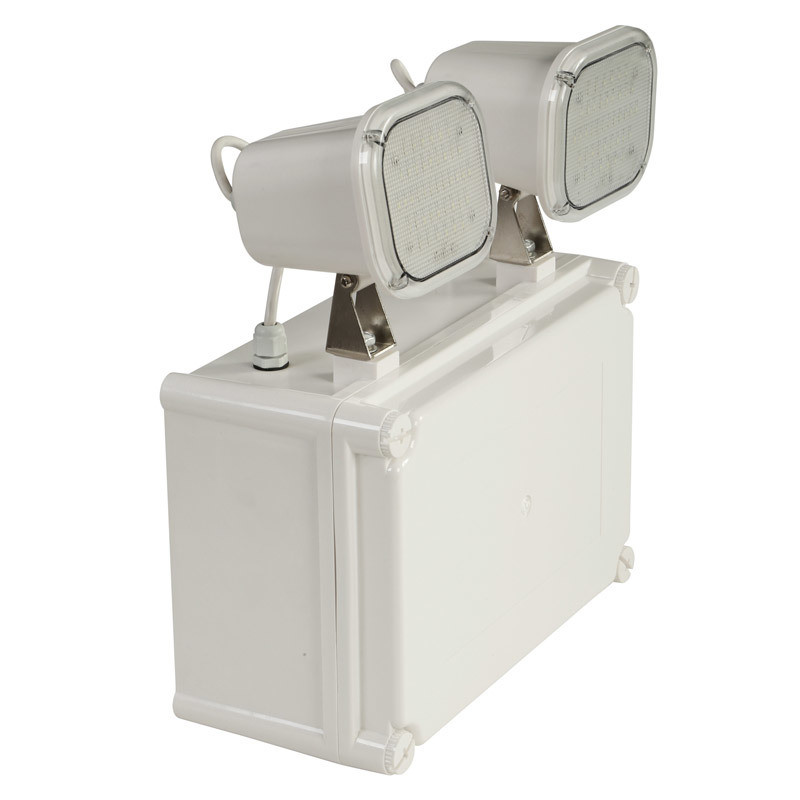 12W LED Twin Spot luz de emergência IP65 impermeável 6500K branco frio 3 horas duração
