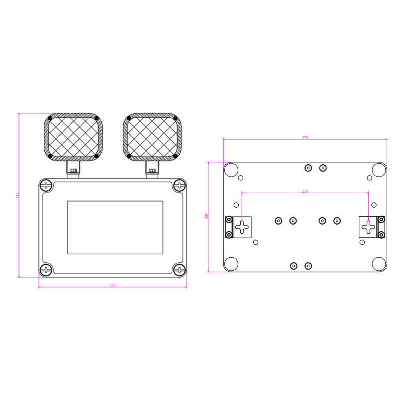 12W LED Twin Spot luz de emergência IP65 impermeável 6500K branco frio 3 horas duração