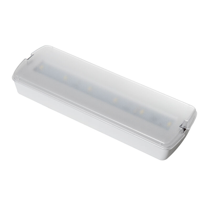 Luz de LED de emergência recarregável de plástico permanente com bateria de reserva, montada na parede, 3 horas de reserva Ni Cd IP20