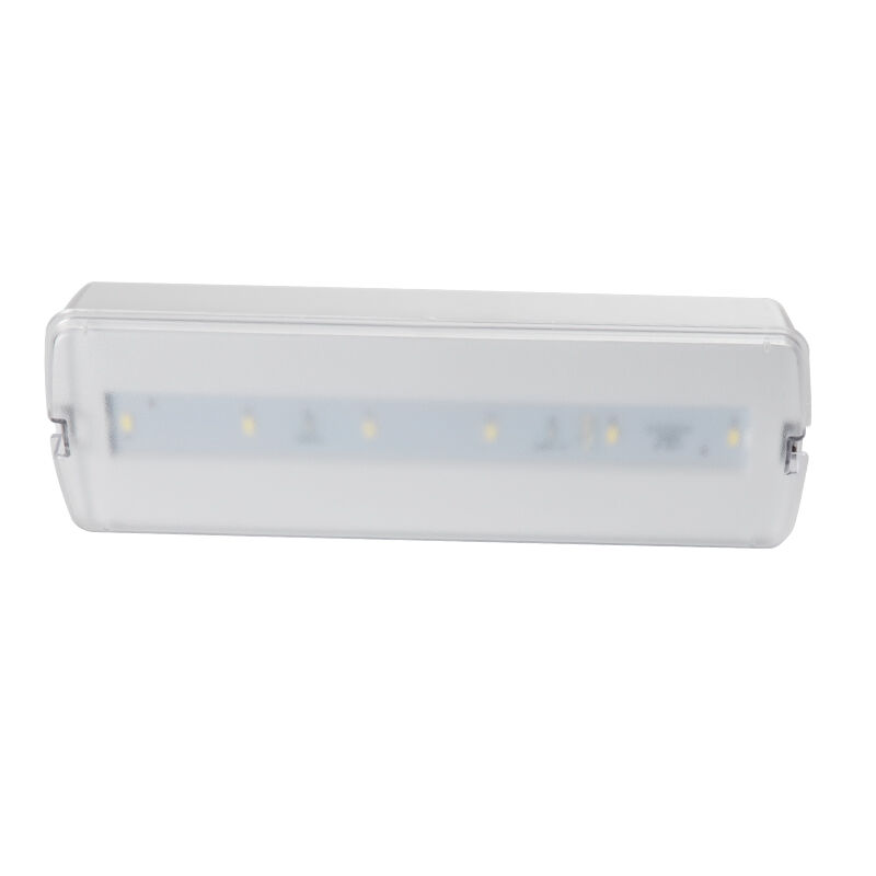 Luz de LED de emergência recarregável de plástico permanente com bateria de reserva, montada na parede, 3 horas de reserva Ni Cd IP20