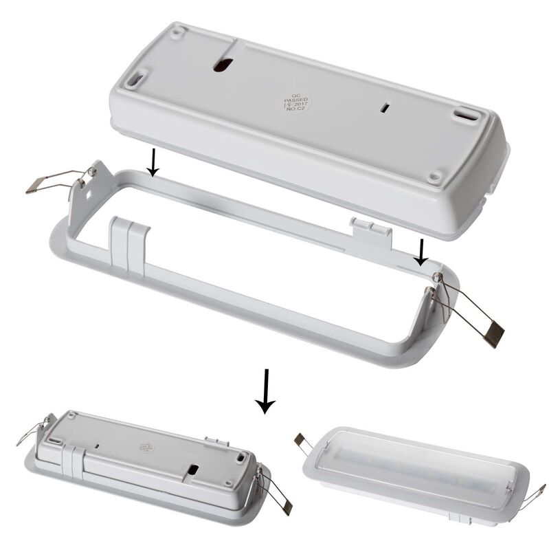 LED teto embutida sinal de saída de emergência luz Ni-Cd bateria 3 anos de garantia 6500K