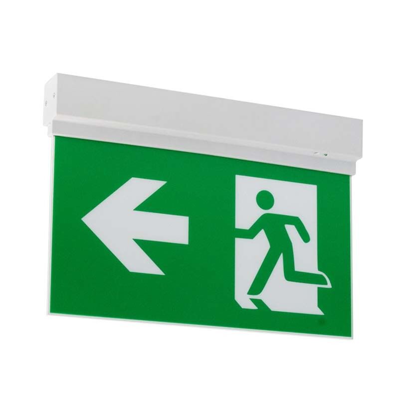 Placa de Saída Dupla Face de Montagem Lateral com Bateria Li-Ion, Luz LED de Emergência de 3 Horas