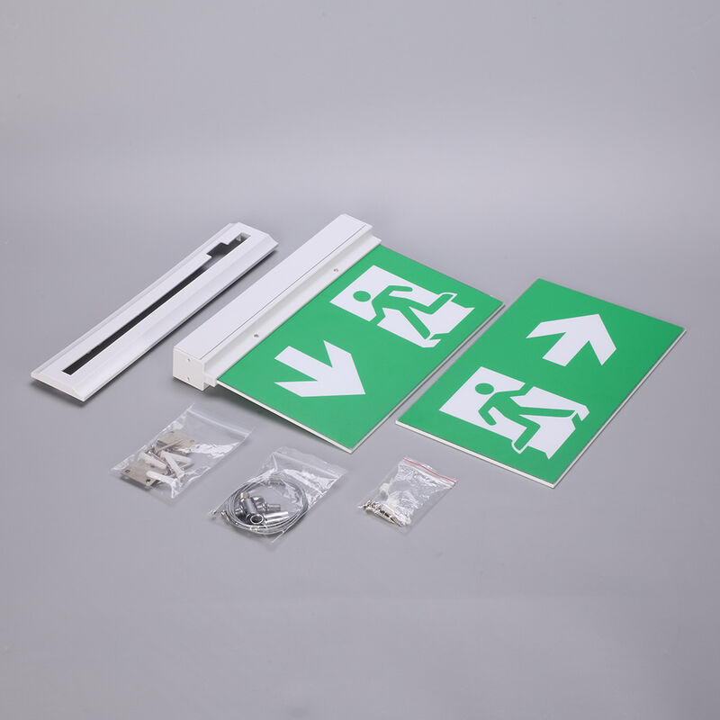 3 Horas Bateria recarregável Operado sinal de saída de emergência duplo lado com 15pcs SMD LED branco e bateria de iões de lítio