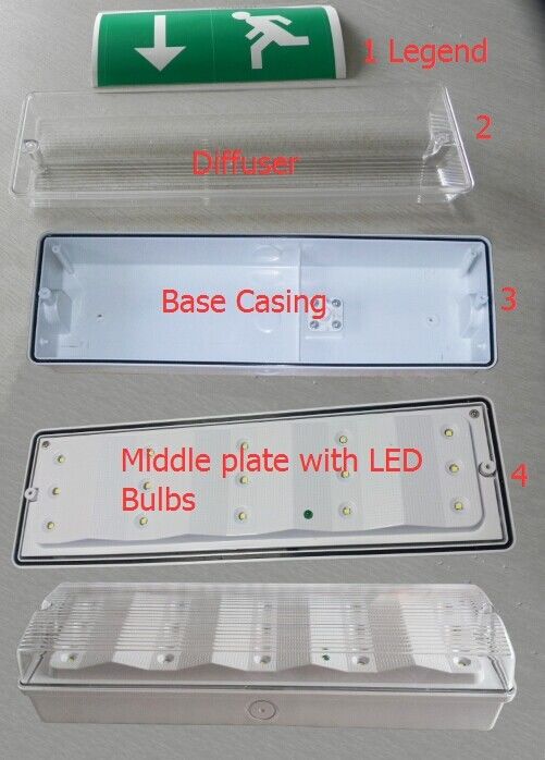 Luz de Emergência LED Personalizada à Prova d'Água para Locais Úmidos Externos com Bateria de Backup em Caso de Falta de Energia IP65 EL015EM